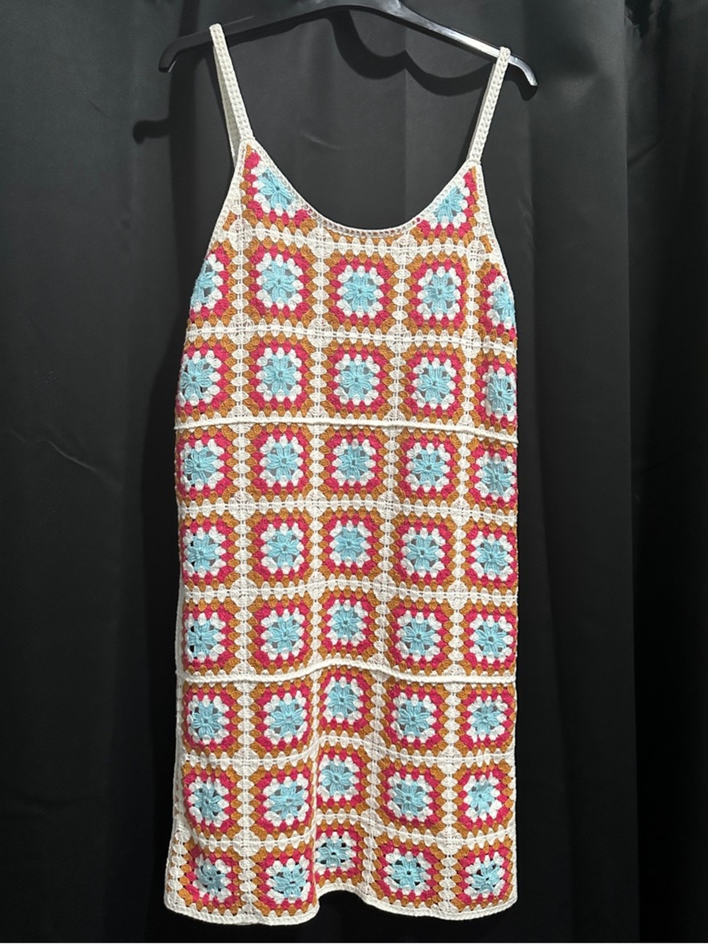 Crochet Willow & Wind Multicolor Slip Dress Size M 70s Style Festival - Picture 3 of 9